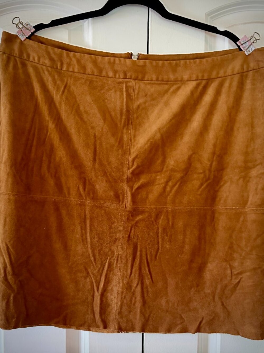 Alfani Woman Faux Suede Mini Skirt | Caramel/Tan | Size 18W